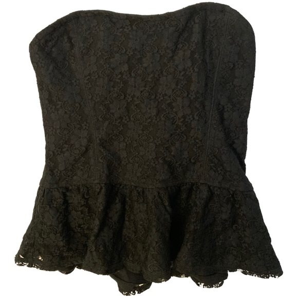 Garage Black Lace Peplum Corset Style Tube Top - Picture 1 of 9